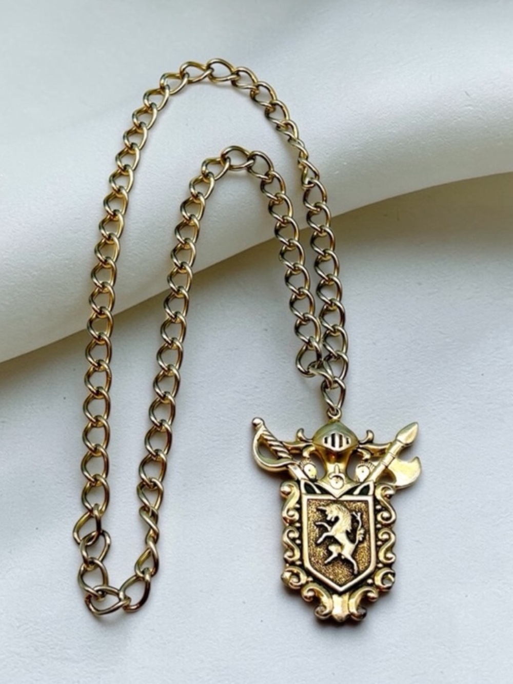 SWANK Gold-Tone Heraldic Shield Pendant Necklace
